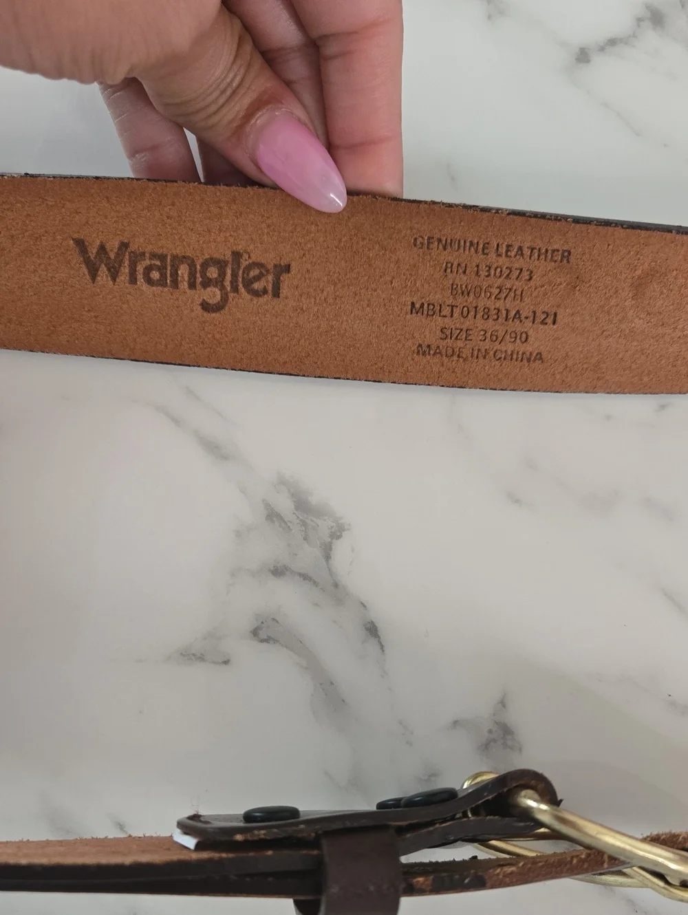 Wrangler Genuine Leather Belt Brown Western Cowboy Vintage Eagle Americana 36/90